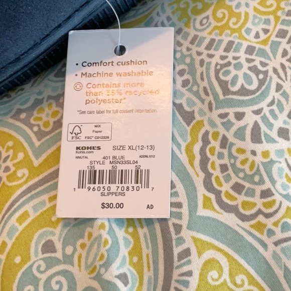 Sonoma Size XL (12 - 13) Blue House Slippers - Picture 5 of 5